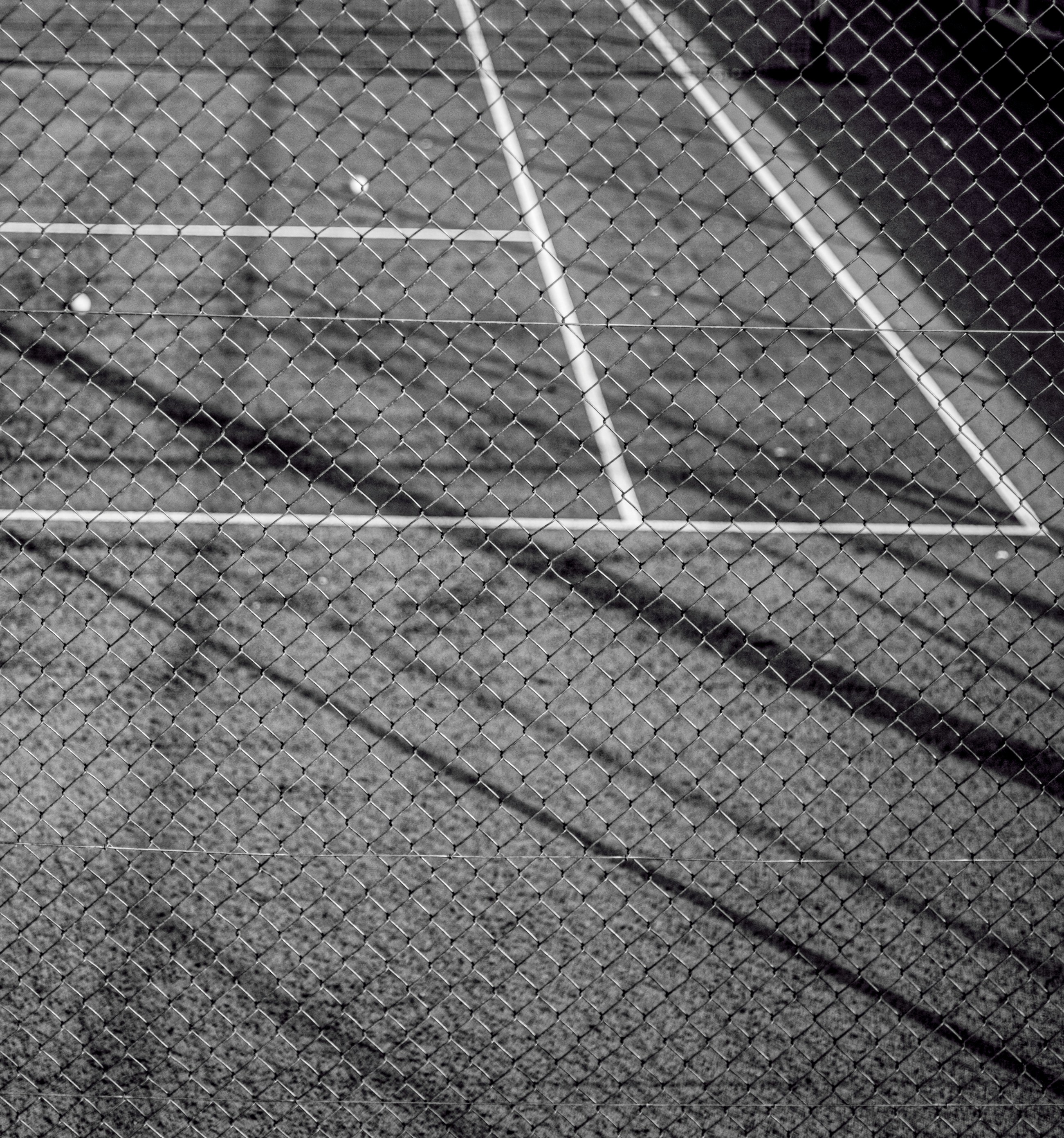 Close view of installed chain-link fencing